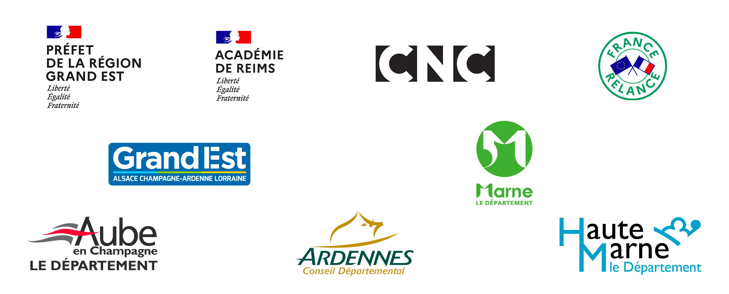 Logos partenaires du kit Handicaps :
- Préfet de la région Grand Est
- Académie de Reims
- CNC
- France Relance
- Région Grand Est
- Département de la Marne
- Département de l'Aube
- Département des Ardennes
- Département de la Haute Marne