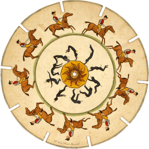 480px optical illusion disc with somersaults and horseback riding